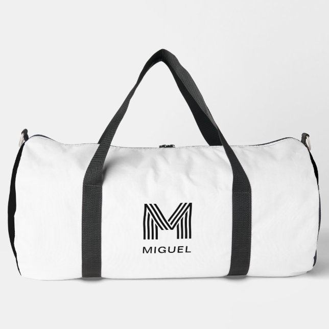 Bolso De Deporte Grande Monograma moderno simple negro y blanco (Anverso)