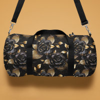 Monograma Patrón floral Rosa negro de lujo
