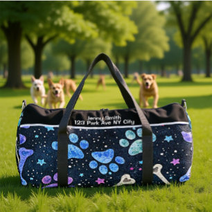 Bolso De Deporte Grande Monograma personalizable de huella de pata vibrant