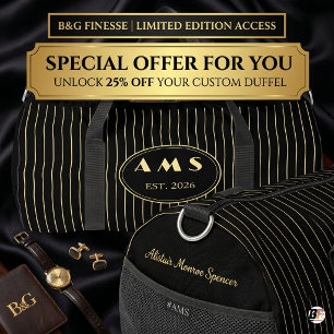 Bolso De Deporte Grande Monograma personalizada de franja dorada en negro