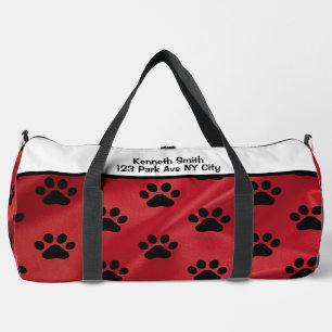 Bolso De Deporte Grande monograma personalizado con huella de pata negra r