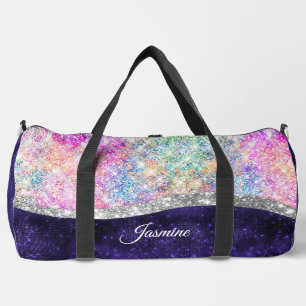 Bolso De Deporte Grande monograma purpurina iridiscente de imitación de pl
