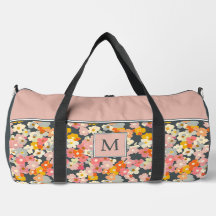 Monograma Rosa y Gris Floral Inicial Grande