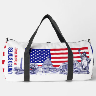 Bolso De Deporte Grande Monumento de la bandera de Estados Unidos Ilustrac