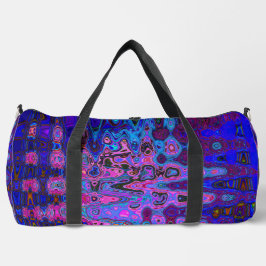 Bolso De Deporte Grande Mosaico Abstracto Rosa y Azul Ondulado Retro