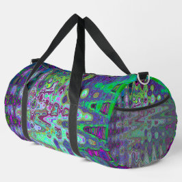 Bolso De Deporte Grande Mosaico Retro Ondulado Abstracto Verde y Púrpura