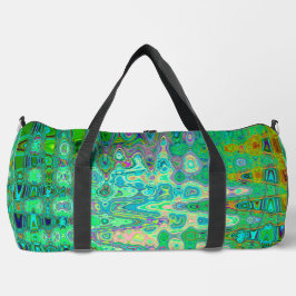 Bolso De Deporte Grande Mosaico Retro Ondulado Verde Colorido Abstracto