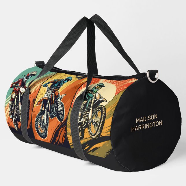 Bolso De Deporte Grande Motocross de nombre personalizado (Esquina izquierda)
