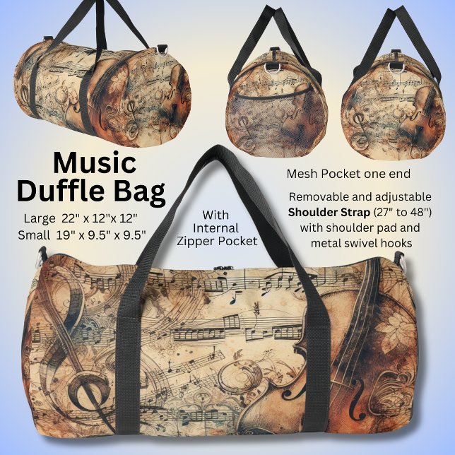 Bolso De Deporte Grande Música Treble Clef & Violin (Subido por el creador)