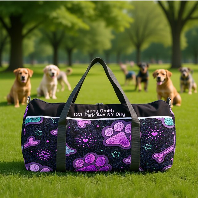 Bolso De Deporte Grande Mystic Paw Print Heart Travel Monogram Personalize (Subido por el creador)