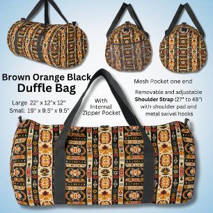 Bolso De Deporte Grande Naranja negro rojo marrón abstracto geométrico