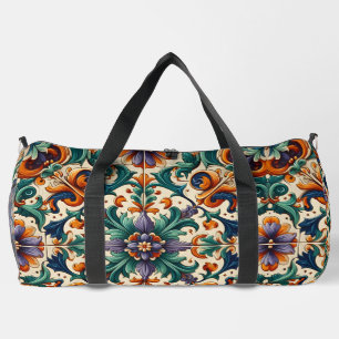 Bolso De Deporte Grande Naranja verde morado Azulejos portugueses mosaicos