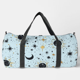 Bolso De Deporte Grande Negro, Dorado y Azul Sol Luna Estrellas Celestiale