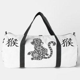 Bolso De Deporte Grande Negro, gris blanco, año del zodiaco chino mono |