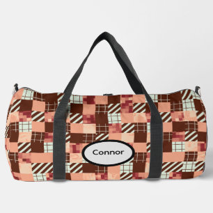 Bolso De Deporte Grande Negro Marrón Blanco Geométrico Abstracto Moderno