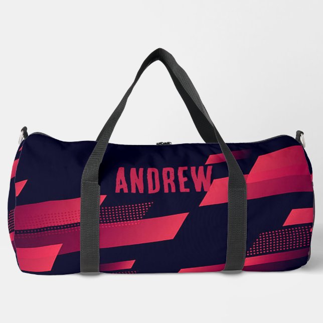 Bolso De Deporte Grande Negro y rojo personalizado (Anverso)