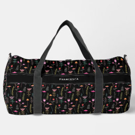 Bolso De Deporte Grande Neon Wildflowers, monograma personalizado