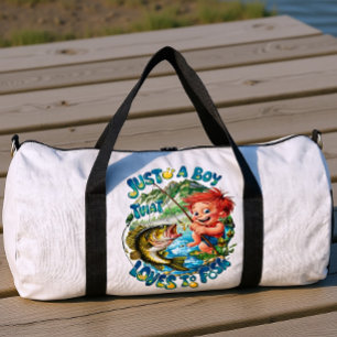 Bolso De Deporte Grande Niño Alegre Recogiendo una Captura