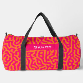 Bolso De Deporte Grande Nombre de monograma de fucsia naranja moderno y el