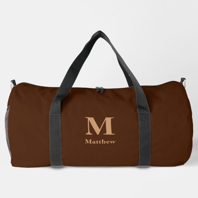 Bolso De Deporte Grande Nombre de monograma personalizado Brown (Reverso)