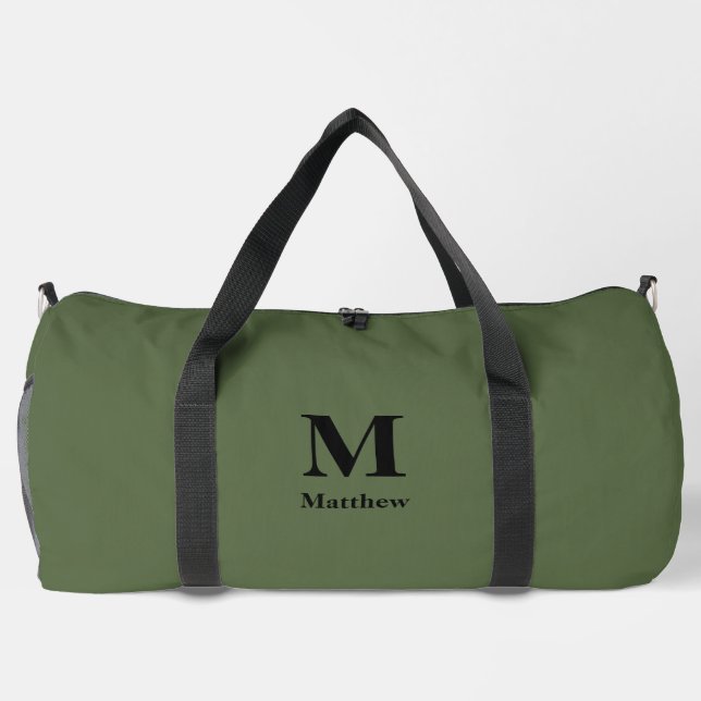 Bolso De Deporte Grande Nombre de monograma personalizado Verde (Reverso)