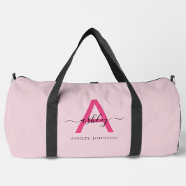 Bolso De Deporte Grande Nombre de monograma rosa caliente Chica Script Dep