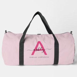 Bolso De Deporte Grande Nombre de monograma rosa caliente Chica Script Dep