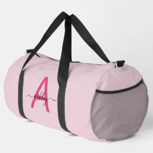Bolso De Deporte Grande Nombre de monograma rosa caliente Chica Script Dep