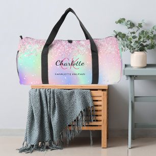 Bolso De Deporte Grande Nombre del monograma holográfico de color rosa mor