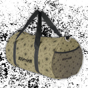 Bolso De Deporte Grande Nombre del monograma Patrón negro y beige