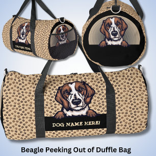 Bolso De Deporte Grande Nombre del perro, su nombre, Beagle + Paws