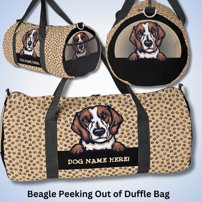 Bolso De Deporte Grande Nombre del perro, su nombre, Beagle + Paws (Subido por el creador)