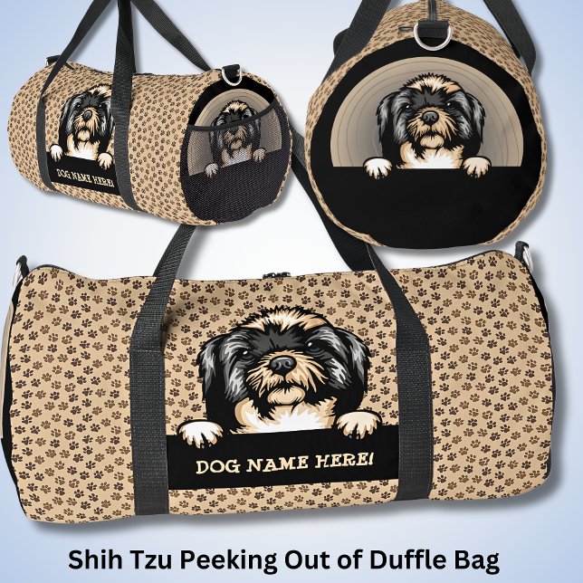 Bolso De Deporte Grande Nombre del perro, su nombre, Shih Tzu + Paws (Subido por el creador)