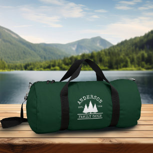 Bolso De Deporte Grande Nombre familiar Bosque de cabaña verde con pollos