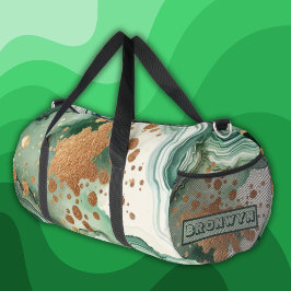 Bolso De Deporte Grande Nombre Monograma Oro moderno y Geodo Verde |