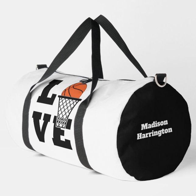 Bolso De Deporte Grande Nombre personalizado Amor al baloncesto (Esquina izquierda)
