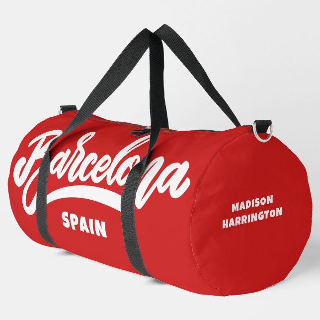 Bolso De Deporte Grande Nombre personalizado Barcelona España (Esquina izquierda)