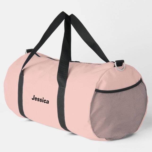 Bolso De Deporte Grande Nombre personalizado de color sólido de sal rosada (Esquina derecha)