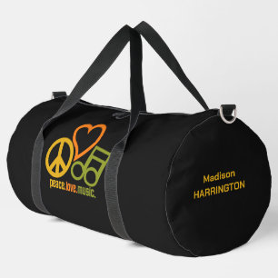 Bolso De Deporte Grande Nombre personalizado de Peace Love Music