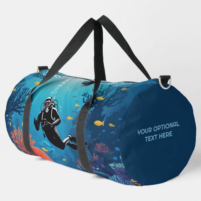 Bolso De Deporte Grande Nombre personalizado de Scuba Diver (Esquina izquierda)