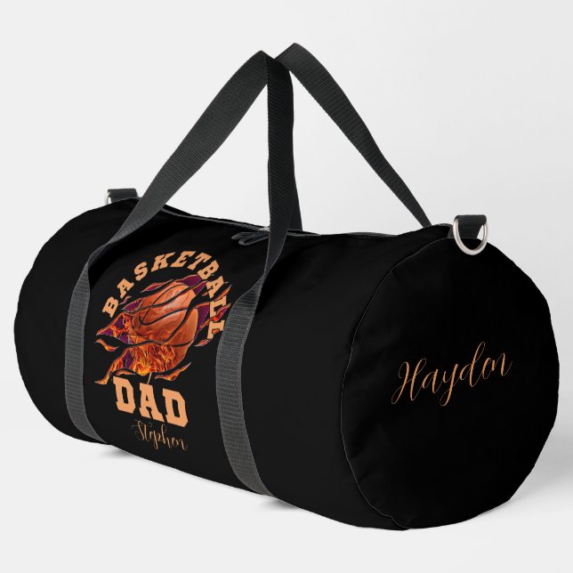 Bolso De Deporte Grande Nombre personalizado del baloncesto papá padre día (Esquina izquierda)