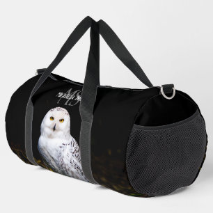 Bolso De Deporte Grande Nombre personalizado del monograma de búho de niev
