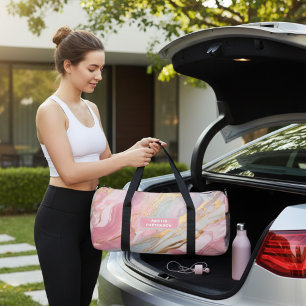 Bolso De Deporte Grande Nombre personalizado del patrón de mármol líquido