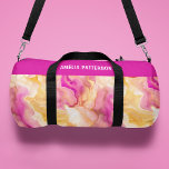 Bolso De Deporte Grande Nombre personalizado del patrón de mármol líquido<br><div class="desc">acuarela Patrón de mármol líquido Nombre personalizado Duffle Bag Gym Bag Sports Bag cuenta con un naranja acuarela y un patrón de mármol líquido color rosa. Personalizado con tu nombre. Hace un gran regalo para cumpleaños, Navidades, vacaciones, Día de la Madre y de vuelta a la escuela. Perfecto para deportes,...</div>