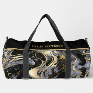 Bolso De Deporte Grande Nombre personalizado del patrón de mármol líquido