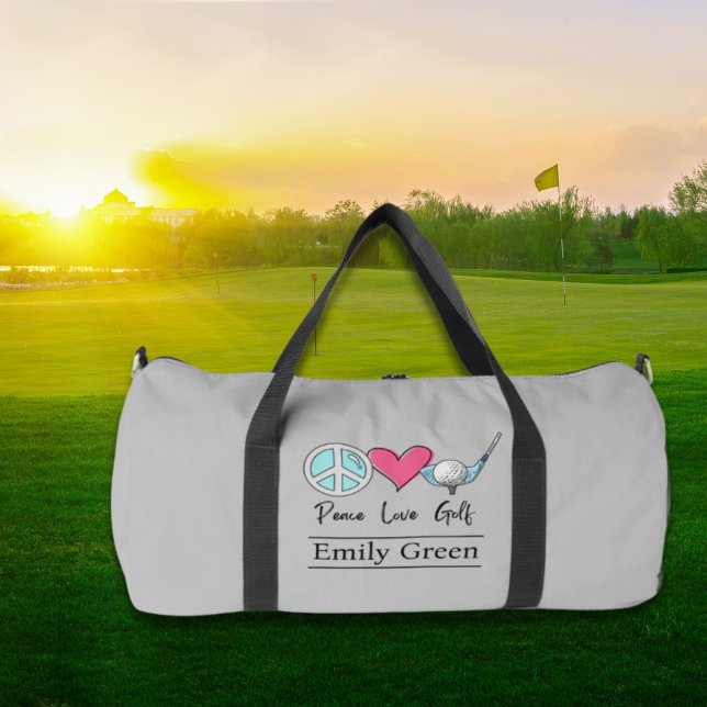 Bolso De Deporte Grande Nombre Personalizado Mamá Paz Amar A La Mujer Golf (Custom Name Mom Peace Love Golf Woman Golfer Duffle Bag)