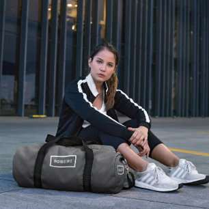 Bolso De Deporte Grande Nombre personalizado minimalista en blanco gris
