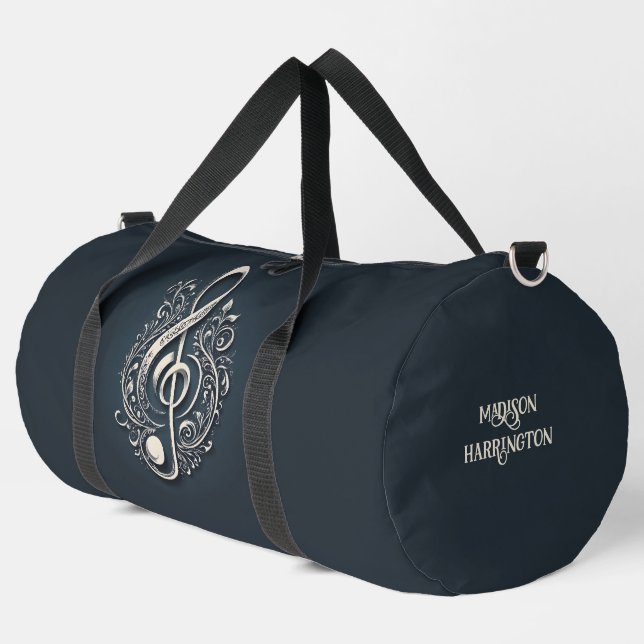 Bolso De Deporte Grande Nombre personalizado Nota de limpieza musical (Esquina izquierda)
