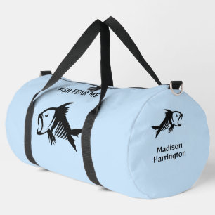 Bolso De Deporte Grande Nombre personalizado y pescado de texto