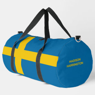 Bolso De Deporte Grande Nombre personalizado y texto Bandera sueca